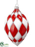 Silk Plants Direct Glass Finial Ornament - Red White - Pack of 6