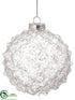 Silk Plants Direct Glass Ball Ornament - Clear Ice - Pack of 6