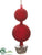 Two Ball Tree Ornament - Red Silver - Pack of 6