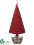 Silk Plants Direct Cone Tree Ornament - Red Silver - Pack of 8