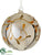 Glass Leaf Pattern Ball Ornament - Ivory Gold - Pack of 4