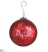 Silk Plants Direct Merry Christmas Glass Ball Ornament - Red - Pack of 4