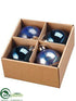 Silk Plants Direct Ball Ornament - Blue Two Tone - Pack of 6