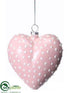 Silk Plants Direct Polka Dot Heart Ornament - Pink White - Pack of 12