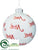 Noel Ball Ornament - White Red - Pack of 6