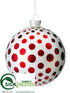 Silk Plants Direct Polka Dot Ball Ornament - White Red - Pack of 6