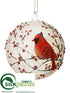 Silk Plants Direct Cardinal Ball Ornament - Red Beige - Pack of 6