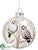 Owl Ball Ornament - White Brown - Pack of 6