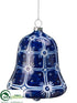 Silk Plants Direct Bell Ornament - Blue White - Pack of 12