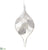 Glittered Pine Cone Glass Finial Ornament - Silver White - Pack of 6