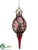 Tapestry Damask Glass Finial Ornament - Burgundy Gold - Pack of 2