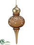 Silk Plants Direct Winter's First Blush Glass Finial Ornament - Bronze Gold - Pack of 2