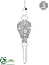 Silk Plants Direct Glass Laced Finial Ornament - Silver Clear - Pack of 4