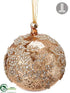 Silk Plants Direct Glass Laced Ball Ornament - Gold Brown - Pack of 6