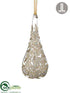 Silk Plants Direct Glass Laced Teardrop Ornament - Gold Clear - Pack of 6