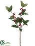 Silk Plants Direct Holly Spray - Red Green - Pack of 12