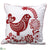 Embroidery Bird Pillow - Red White - Pack of 4