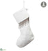 Silk Plants Direct Rhinestone Fur Stocking - Silver White - Pack of 6