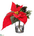 Silk Plants Direct Velvet Poinsettia, Holly, Pine Cone - Red Green - Pack of 6