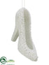 Silk Plants Direct Glittered Pearled High Heel Ornament - Pearl - Pack of 12