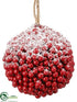 Silk Plants Direct Berry Ball Ornament - Red - Pack of 12