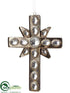 Silk Plants Direct Cross Ornament - Clear Silver - Pack of 12