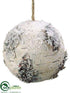 Silk Plants Direct Birch Ball Ornament - Natural Snow - Pack of 12
