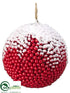 Silk Plants Direct Berry Ball Ornament - Red Snow - Pack of 18