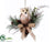 Owl, Pine Cone Ornament - White Brown - Pack of 6