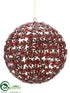 Silk Plants Direct Rhinestone Flower Ball Ornament - Burgundy - Pack of 8