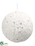 Silk Plants Direct Ball Ornament - White Silver - Pack of 4