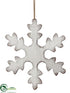 Silk Plants Direct Snowflake Ornament - White Antique - Pack of 12