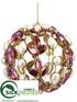 Silk Plants Direct Ball Ornament - Gold Purple - Pack of 4