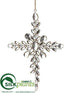 Silk Plants Direct Cross Ornament - Silver Antique - Pack of 8