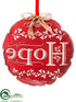 Silk Plants Direct Burlap Padded Ornament - Natural Red - Pack of 8