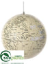 Silk Plants Direct Ball Ornament - Cream Silver - Pack of 2