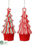 Silk Plants Direct Candy Cone Ornament - Red White - Pack of 12