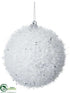 Silk Plants Direct Fuzzy Ball Ornament - White - Pack of 12