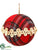 Plaid Ball Ornament - Red Brown - Pack of 6