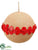 Burlap Ball Ornament - Brown Red - Pack of 6