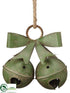 Silk Plants Direct Bell Ornament - Green Antique - Pack of 12