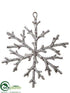 Silk Plants Direct Snowflake Ornament - Brown Whitewashed - Pack of 24