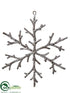 Silk Plants Direct Snowflake Ornament - Brown Whitewashed - Pack of 24