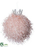 Silk Plants Direct Furry Ball Ornament - Pink - Pack of 6