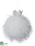 Silk Plants Direct Furry Ball Ornament - White - Pack of 6