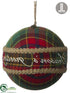 Silk Plants Direct Plaid Ball Ornament - Red Green - Pack of 12