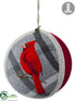 Silk Plants Direct Cardinal Ball Ornament - Gray Red - Pack of 6