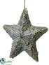 Silk Plants Direct Leaf Star Ornament - Green Silver - Pack of 24