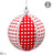 Polka Dot Ball Ornament - Red White - Pack of 2