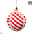 Stripe Ball Ornament - Red White - Pack of 12